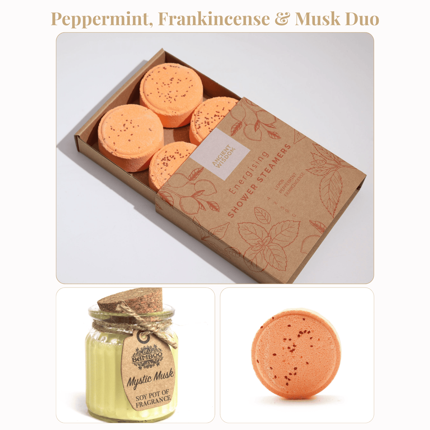 Shower Steamers & Candle Duo - Mint & Mystic Musk