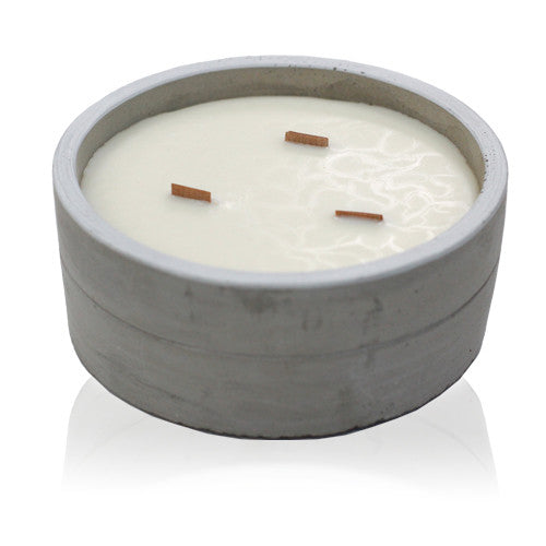 Wooden Wick Concrete Candle - Crushed Vanilla & Orange