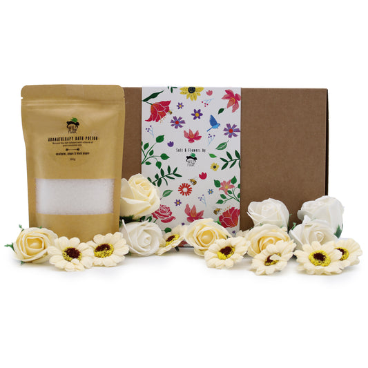 Salt Soak & Flowers Set  - Eucalyptus, Ginger & Black Pepper