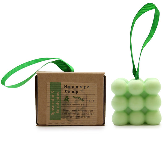 Boxed Single Massage Soap – Spearmint & Eucalyptus (170g) | Wellness Haven Store