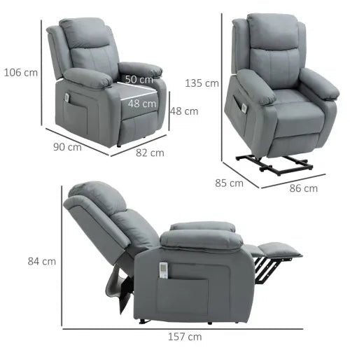 Electric Power Lift Recliner Chair with Massage & Vibration - Grey | Wellness Haven Store