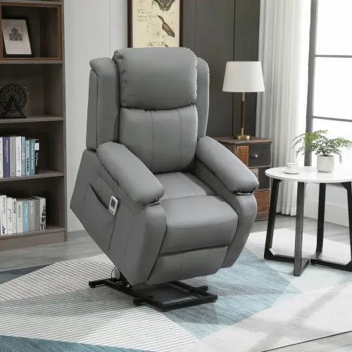 Electric Power Lift Recliner Chair with Massage & Vibration - Grey | Wellness Haven Store