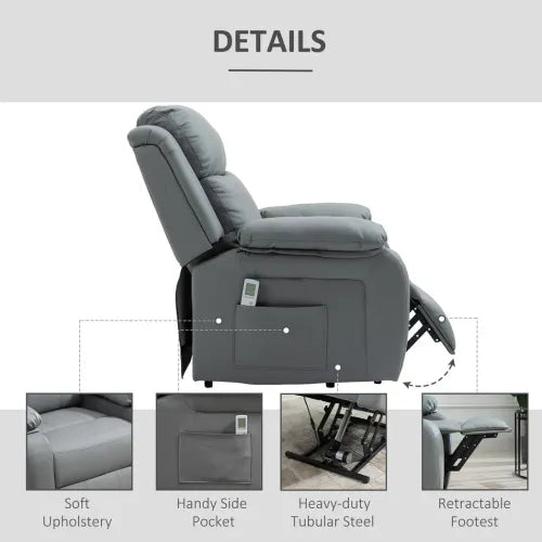 Electric Power Lift Recliner Chair with Massage & Vibration - Grey | Wellness Haven Store