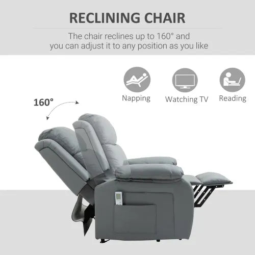 Electric Power Lift Recliner Chair with Massage & Vibration - Grey | Wellness Haven Store