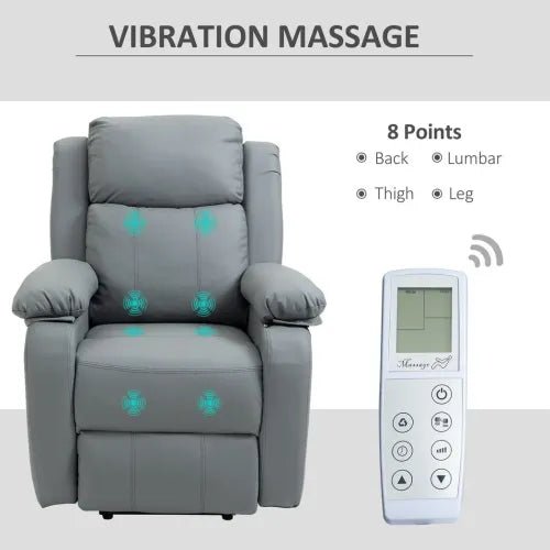 Electric Power Lift Recliner Chair with Massage & Vibration - Grey | Wellness Haven Store