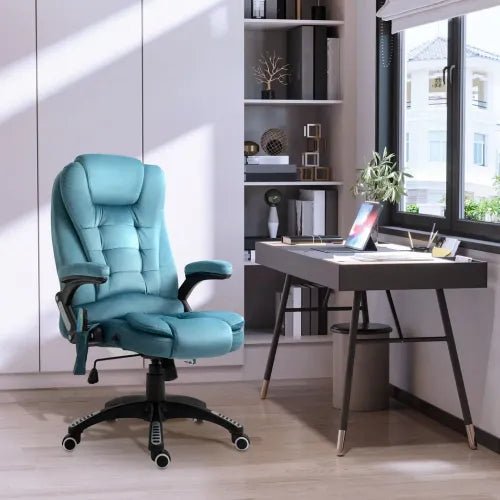 Executive Reclining Chair with Heating Massage & Headrest - Blue | Wellness Haven Store