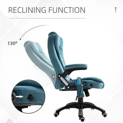 Executive Reclining Chair with Heating Massage & Headrest - Blue | Wellness Haven Store