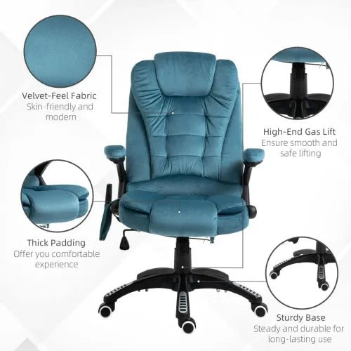 Executive Reclining Chair with Heating Massage & Headrest - Blue | Wellness Haven Store