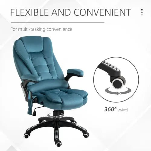 Executive Reclining Chair with Heating Massage & Headrest - Blue | Wellness Haven Store