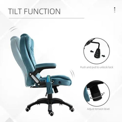 Executive Reclining Chair with Heating Massage & Headrest - Blue | Wellness Haven Store