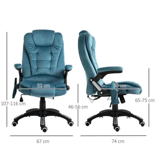 Executive Reclining Chair with Heating Massage & Headrest - Blue | Wellness Haven Store