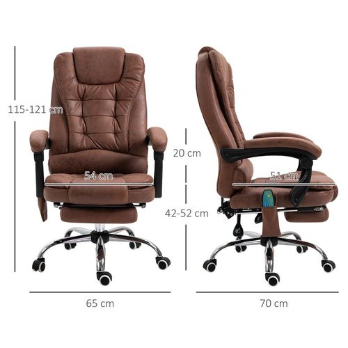 High Back Heated Massage Office Chair with Recline & Footrest – Brown | Wellness Haven Store