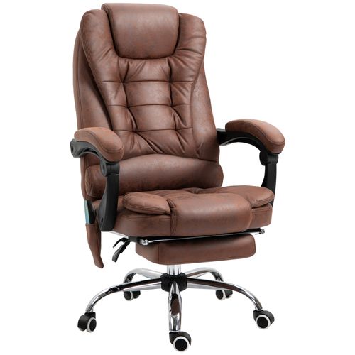 High Back Heated Massage Office Chair with Recline & Footrest – Brown | Wellness Haven Store