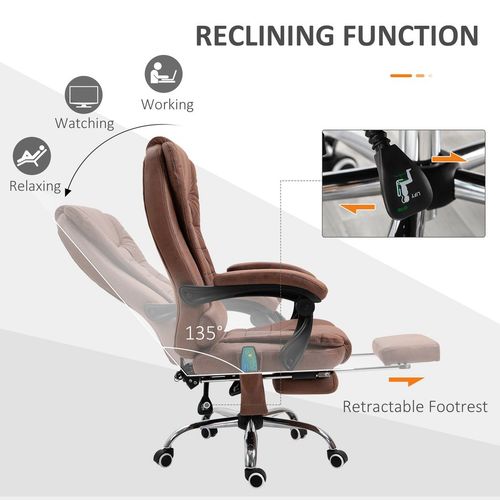 High Back Heated Massage Office Chair with Recline & Footrest – Brown | Wellness Haven Store