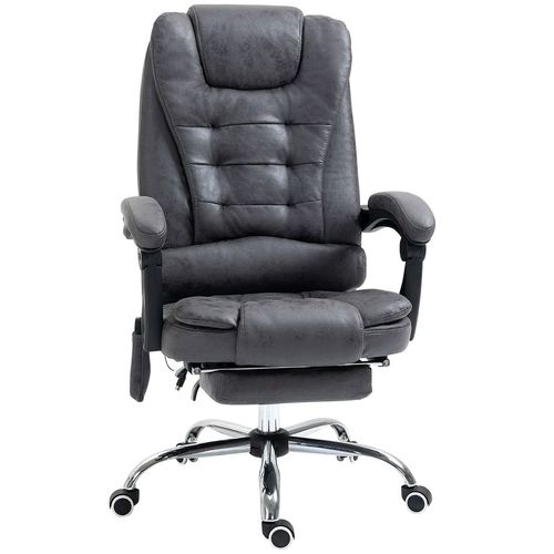 High Back Heated Massage Office Chair with Recline & Footrest – Dark Grey | Wellness Haven Store