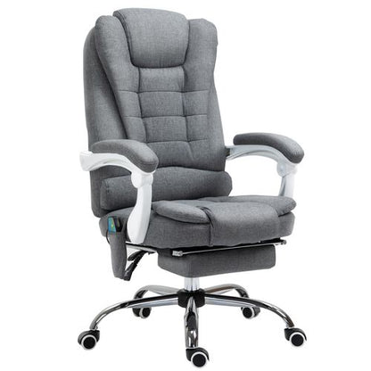 High Back Heated Massage Office Chair with Recline & Footrest – Grey | Wellness Haven Store