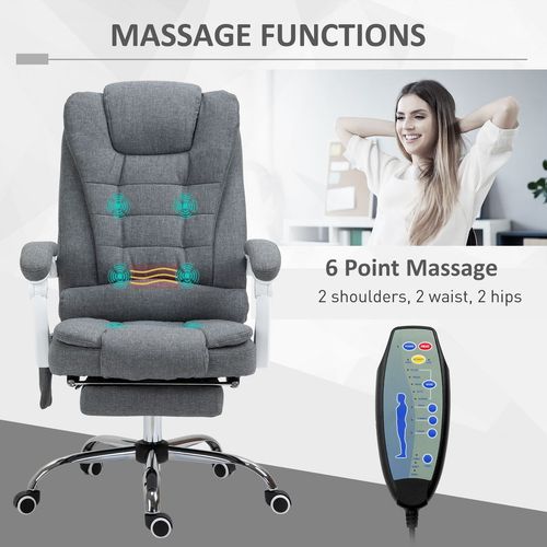 High Back Heated Massage Office Chair with Recline & Footrest – Grey | Wellness Haven Store