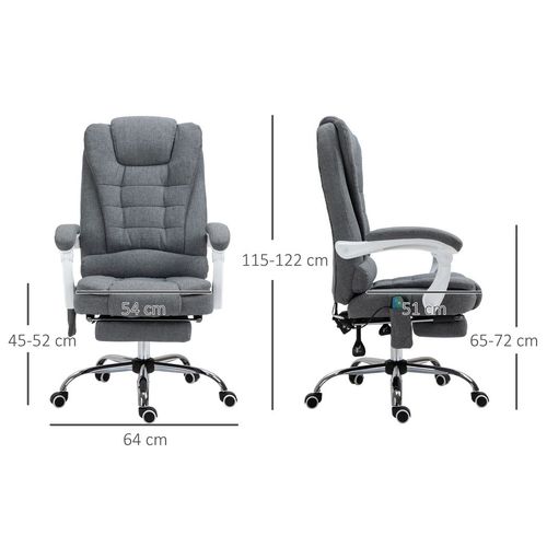 High Back Heated Massage Office Chair with Recline & Footrest – Grey | Wellness Haven Store