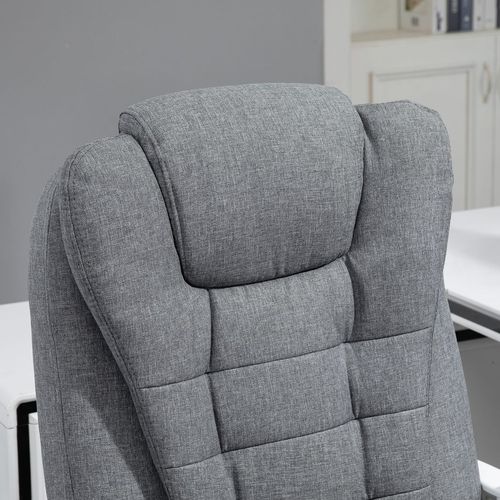 High Back Heated Massage Office Chair with Recline & Footrest – Grey | Wellness Haven Store