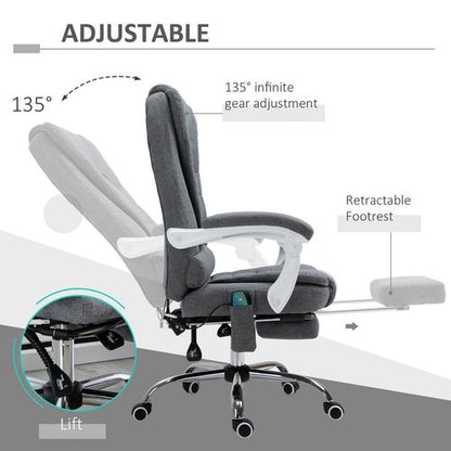 High Back Heated Massage Office Chair with Recline & Footrest – Grey | Wellness Haven Store