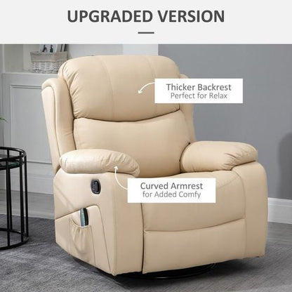 Luxury Heated Massage Recliner Chair with Footrest & Remote - Beige | Wellness Haven Store