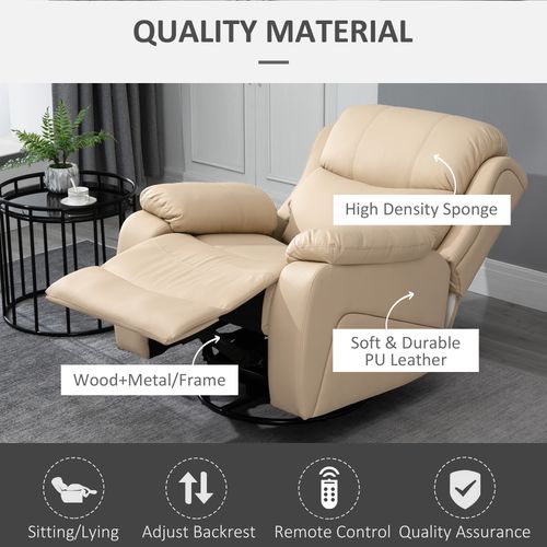 Luxury Heated Massage Recliner Chair with Footrest & Remote - Beige | Wellness Haven Store