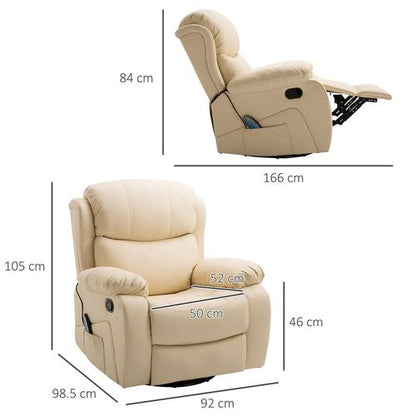 Luxury Heated Massage Recliner Chair with Footrest & Remote - Beige | Wellness Haven Store