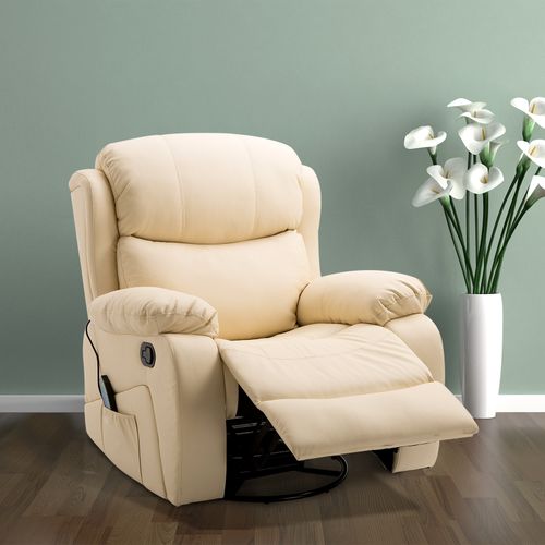 Luxury Heated Massage Recliner Chair with Footrest & Remote - Beige | Wellness Haven Store