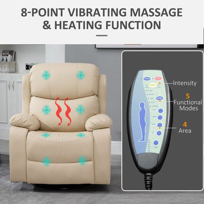 Luxury Heated Massage Recliner Chair with Footrest & Remote - Beige | Wellness Haven Store