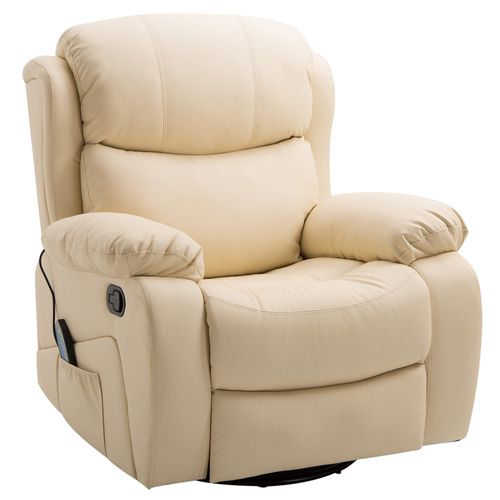 Luxury Heated Massage Recliner Chair with Footrest & Remote - Beige | Wellness Haven Store