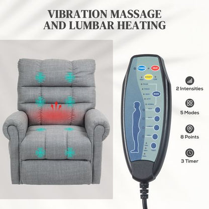 Power Lift Recliner Chair with Massage & Heat - Grey | Wellness Haven Store