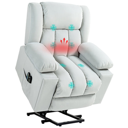 Power Lift Recliner Chair with Vibration Massage, USB – Light Grey | Wellness Haven Store