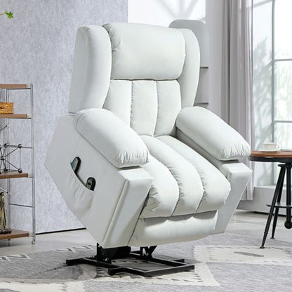 Power Lift Recliner Chair with Vibration Massage, USB – Light Grey | Wellness Haven Store