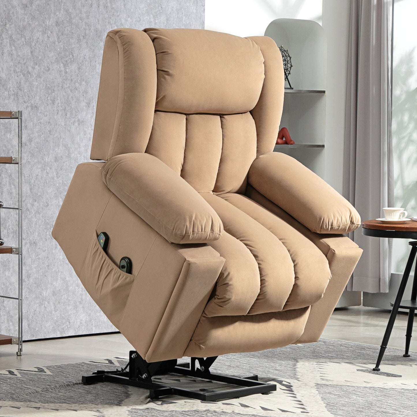 Power Lift Recliner Chair with Vibration Massage, USB – Light Grey | Wellness Haven Store