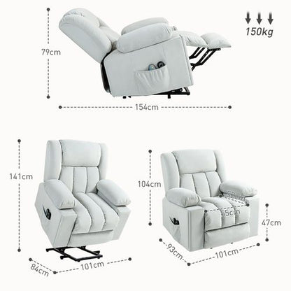 Power Lift Recliner Chair with Vibration Massage, USB – Light Grey | Wellness Haven Store