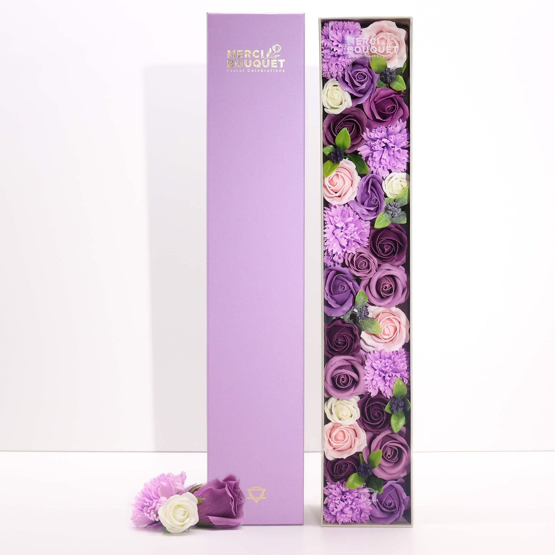 Soap Flowers - Extra Long - Lavender Rose & Carnation | Wellness Haven Store