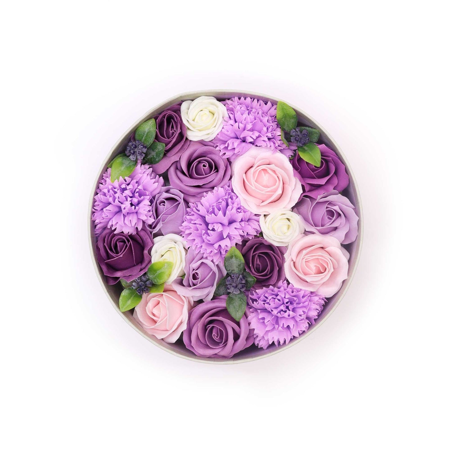 Soap Flowers - Round Box - Lavender Rose & Carnation | Wellness Haven Store