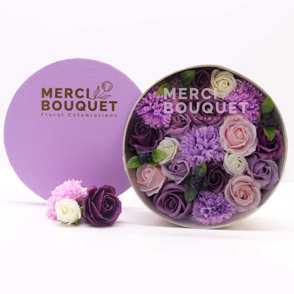 Soap Flowers - Round Box - Lavender Rose & Carnation | Wellness Haven Store