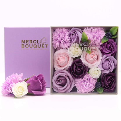 Soap Flowers - Square Box - Lavender Rose & Carnation | Wellness Haven Store