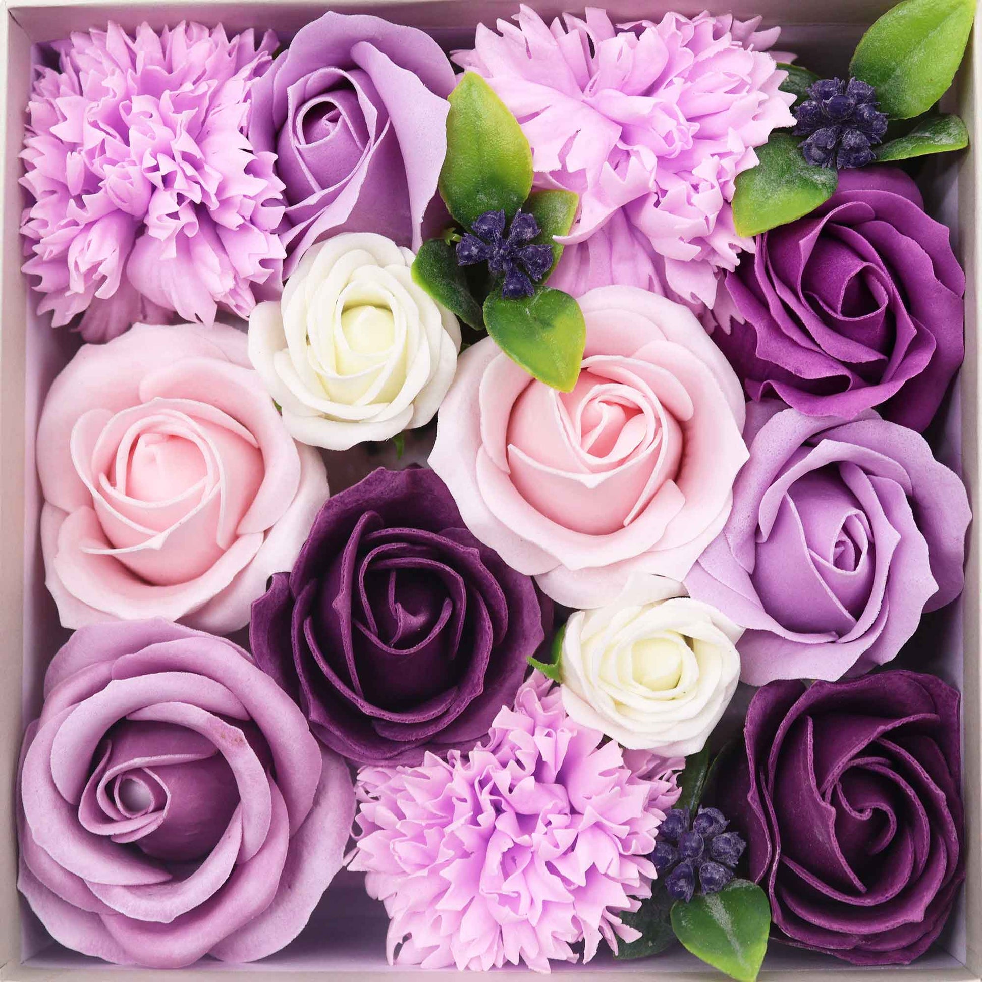 Soap Flowers - Square Box - Lavender Rose & Carnation | Wellness Haven Store