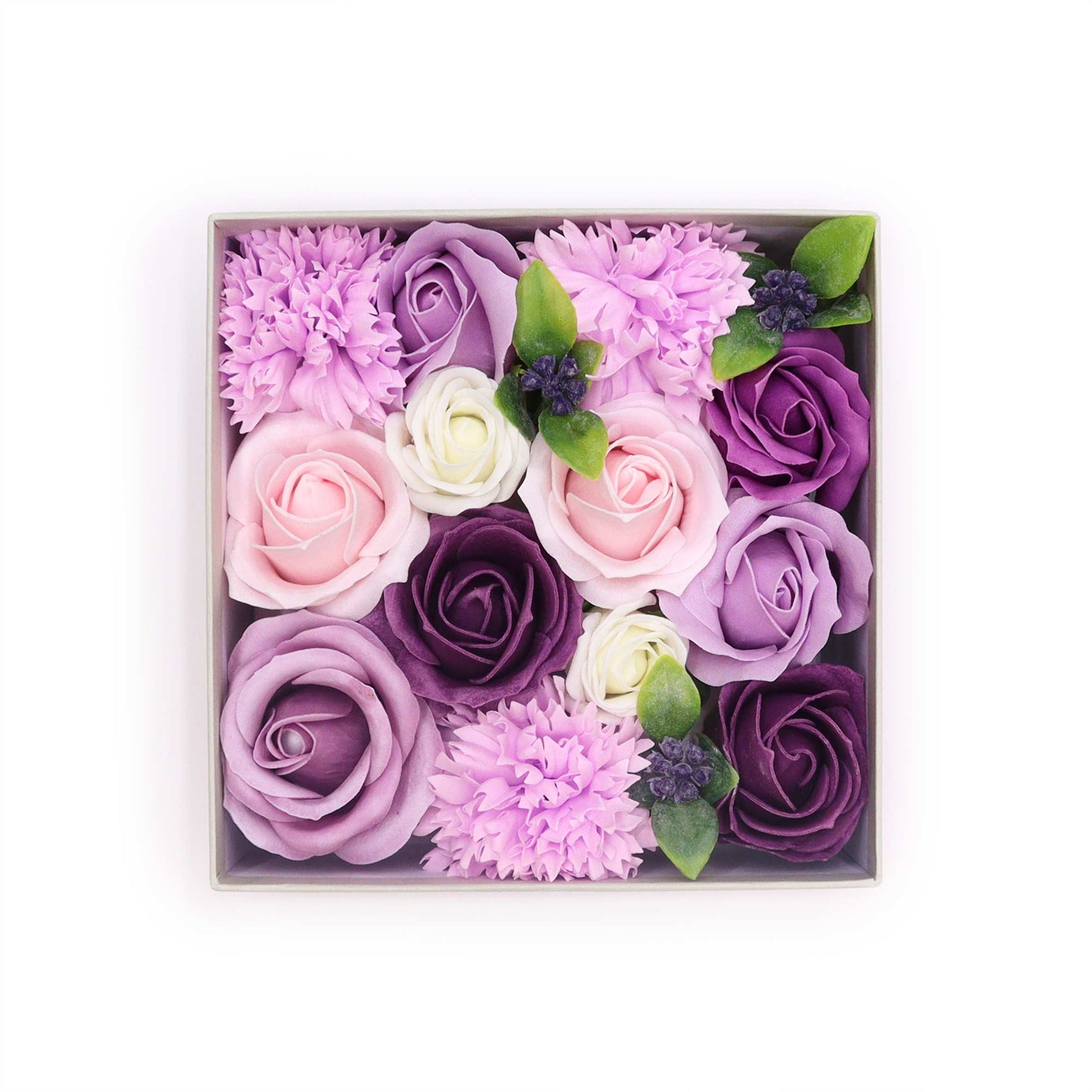 Soap Flowers - Square Box - Lavender Rose & Carnation | Wellness Haven Store