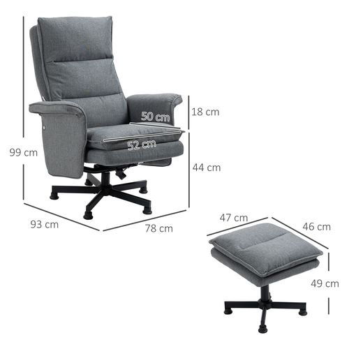 Swivel Recliner Chair with Footstool and Massage – Grey | Wellness Haven Store