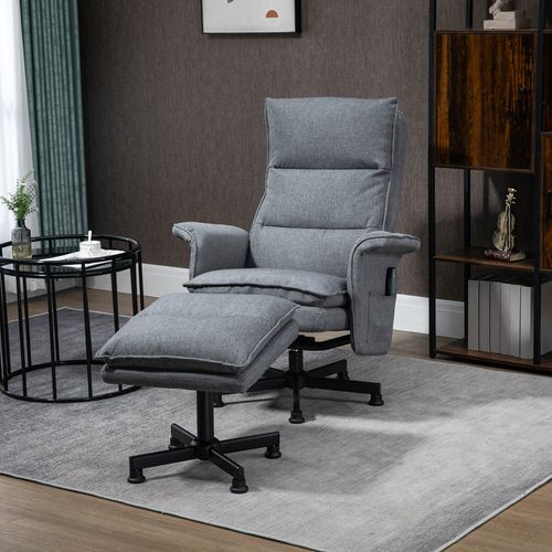 Swivel Recliner Chair with Footstool and Massage – Grey | Wellness Haven Store