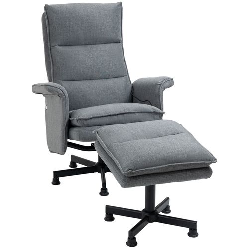 Swivel Recliner Chair with Footstool and Massage – Grey | Wellness Haven Store