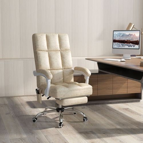 Microfibre Fabric Massage Office Chair with Heat - Beige | Wellness Haven Store