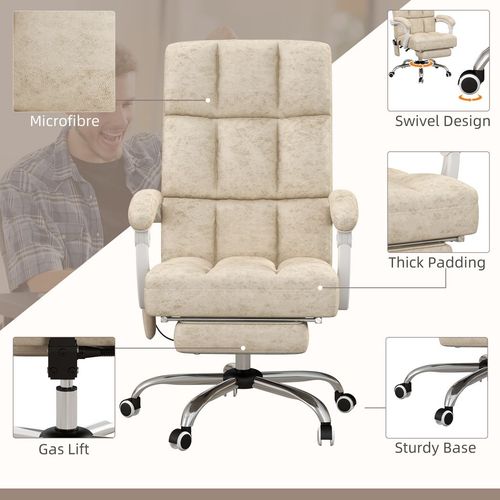 Microfibre Fabric Massage Office Chair with Heat - Beige | Wellness Haven Store