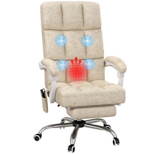 Microfibre Fabric Massage Office Chair with Heat - Beige | Wellness Haven Store