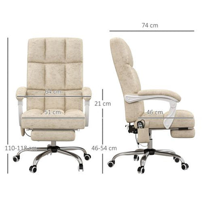 Microfibre Fabric Massage Office Chair with Heat - Beige | Wellness Haven Store