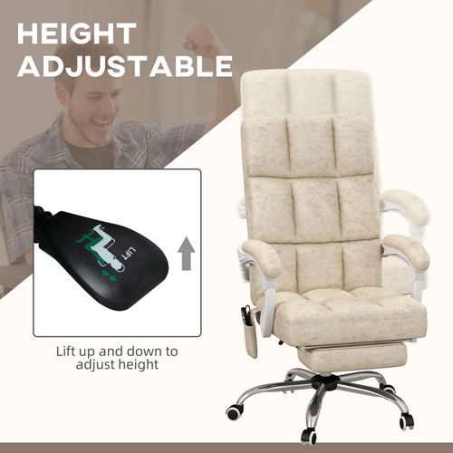 Microfibre Fabric Massage Office Chair with Heat - Beige | Wellness Haven Store