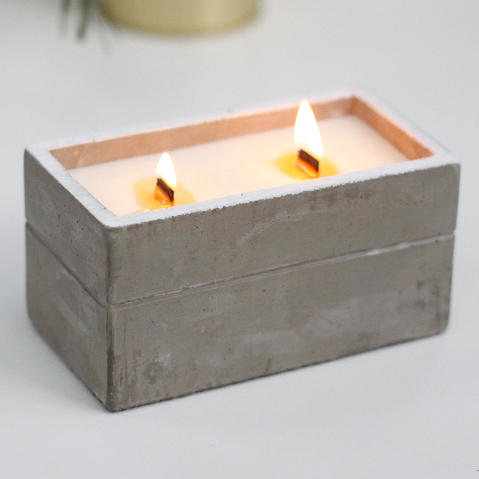 Wooden Wick Concrete Candle - Clove & Dark Sandalwood | Wellness Haven Store